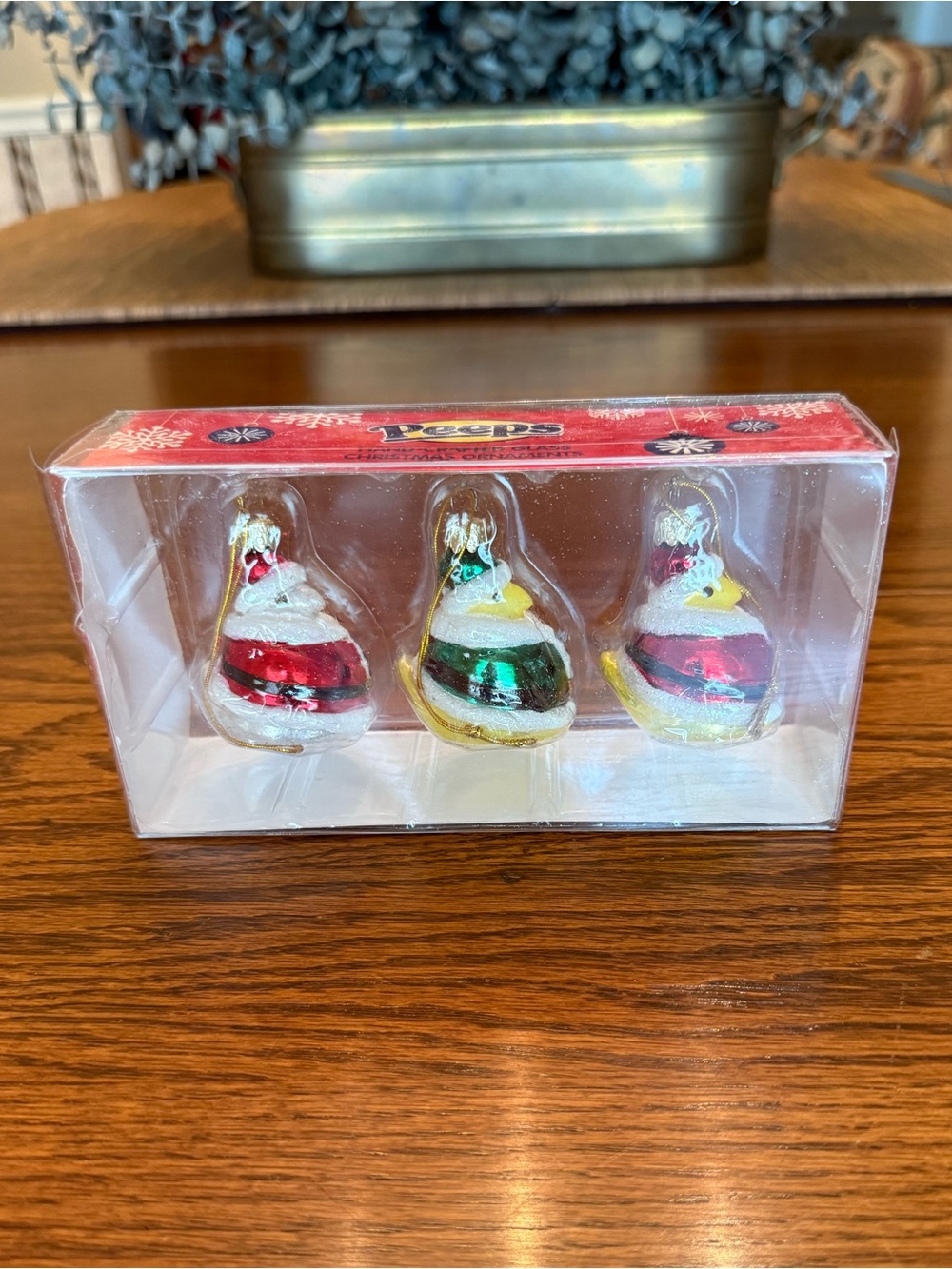 PEEPS Santa Claus Glass Christmas Holiday Ornaments Set of 3 by Kurt Adler 2”